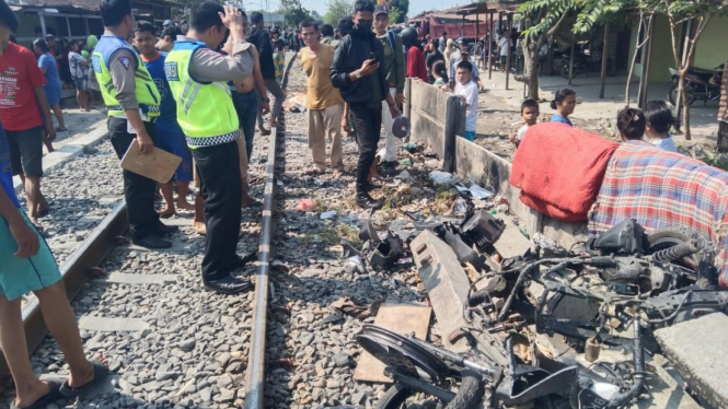 Lokasi kecelakaan kereta api tabrak truk di Kota Medan.