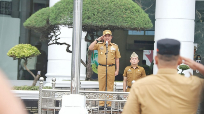 Pj Gubernur Sumut, Hassanudin memimpin apel terakhir.