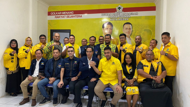 Ketua DPD Golkar Medan, M Rahmaddian Shah menerima kunjungan Bacalon Wali Kota Medan, Rico Waas.