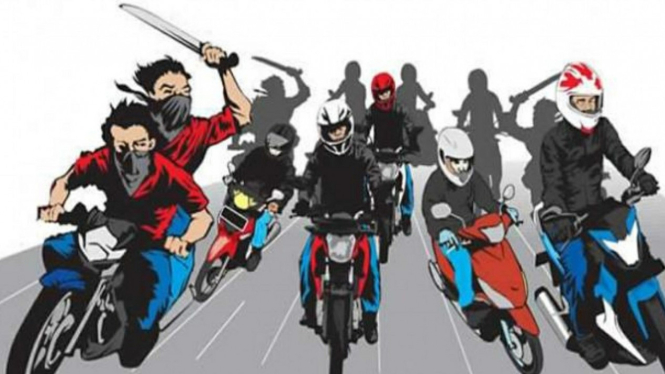 Ilustrasi geng motor.