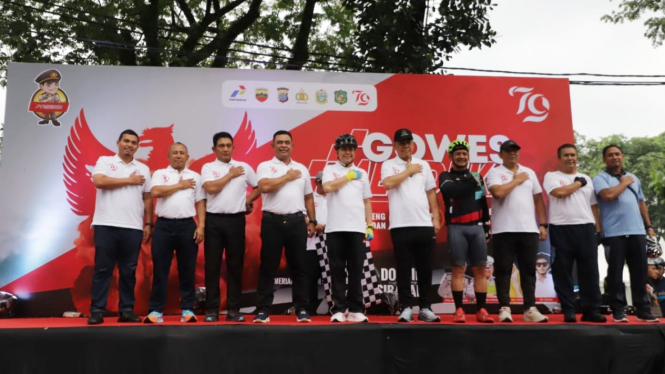 Gowes Bhayangkara Merdeka di Lapangan Benteng, Kota Medan.