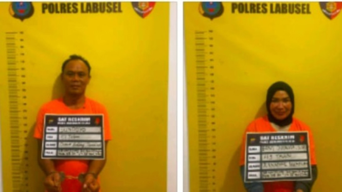 Kedua tersangka saat diamankan petugas Polres Labusel.