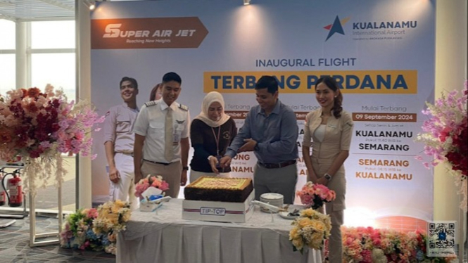 Peresmian pembukaan 3 rute baru Super Air Jet di Bandara Kualanamu.