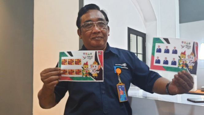 Prangko prisma edisi khusus PON XXI Aceh-Sumut 2024.