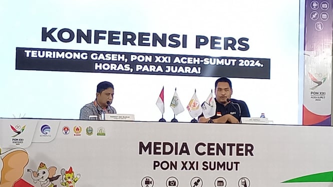 Menpora RI, Dito Ariotedjo berikan keterangan pers soal Closing Ceremony PON 2024 di Media Center PON 2024 Wilayah Sumut.