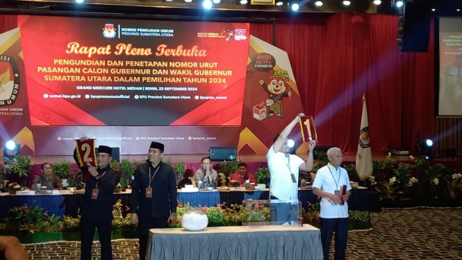 Pengundian dan penetapan nomor urut paslon Gubernur dan Wakil Gubernur Sumut Pilkada Serentak 2024.