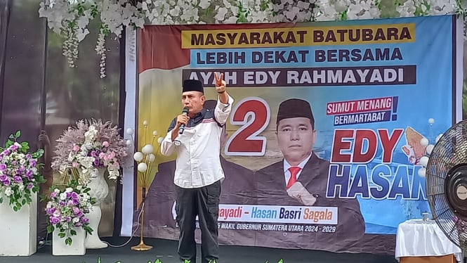 Calon Gubernur Sumut, Edy Rahmayadi saat kampanye di Batubara.