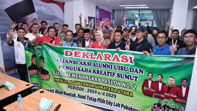 Aliansi Aksi Alumni UISU dan Pengusaha Kreatif Sumut deklarasi dukungan kepada Edy Rahmayadi.