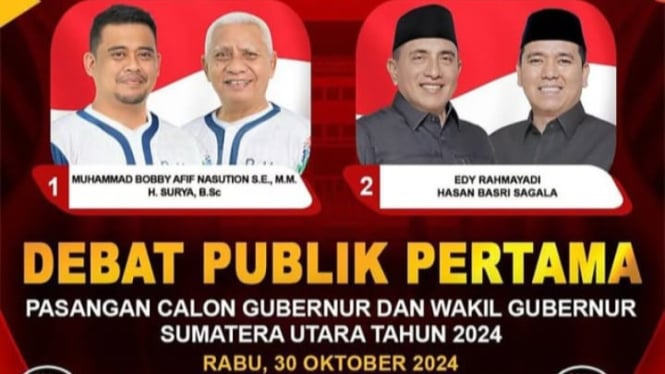 Paslon Gubernur dan Wakil Gubernur Sumut, Bobby Nasution-Surya dan Edy Rahmayadi-Hasan Basri Sagala.