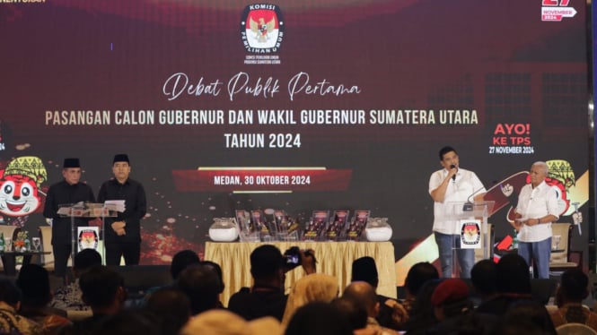 Debat publik perdana Paslon Gubernur dan Wakil Gubernur Sumut di Pilgub Sumut.