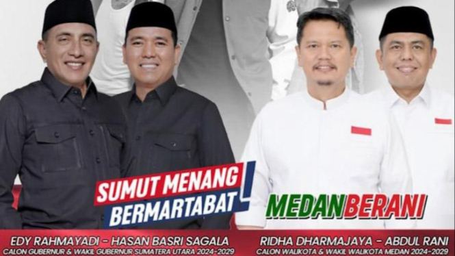 Paslon Gubernur dan Wakil Gubernur Sumut, Edy Rahmayadi-Hasan Basri Sagala dan Paslon Wali Kota dan Wakil Wali Kota Medan, Prof Ridha Dharmajaya-Abdul Rani.