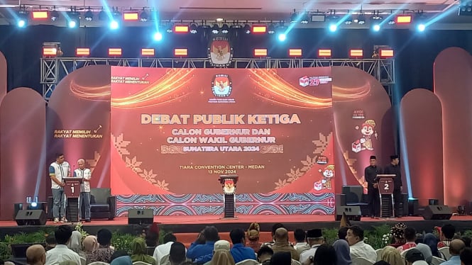 Debat publik ketiga Gubernur dan Wakil Gubernur Sumut pada Pilgub Sumut 2024.