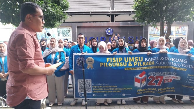 Ribuan mahasiswa FISIP UMSU dilepas untuk kawal Pilkada Serentak 2024.