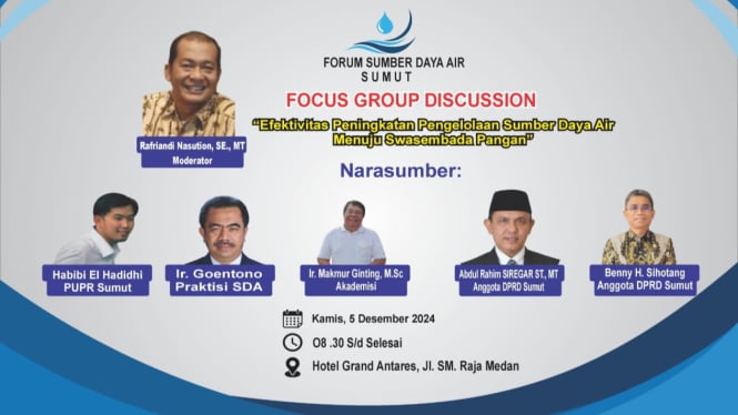 FSDA Sumut akan menggelar Focus Grup Discussion.