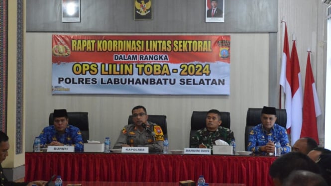 Polres Labusel menggelar Rakor Lintas Sektoral kesiapan Ops Lilin Toba 2024.