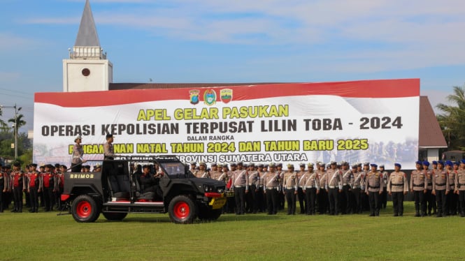 Apel Gelar Pasukan Operasi Lilin Toba 2024 di Mapolda Sumut.