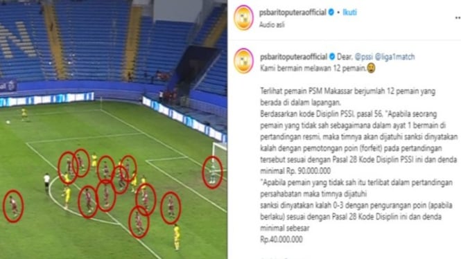 Laga PSM Makassar vs Barito Putera.