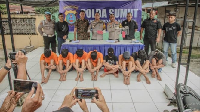 Polres Sergai tangkap 7 remaja yang terlibat pembegalan.