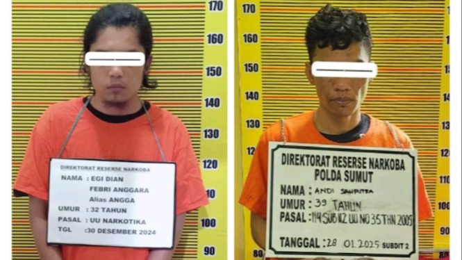 Dua tersangka narkoba yang diamankan Polda Sumut.