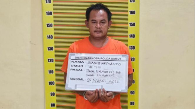 Bento, pelaku penyelundupan sabu 13 kg saat ditangkap.