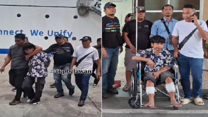 Foto kolase detik-detik Riswandy saat ditangkap