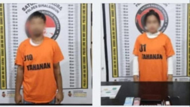 Pengedar narkoba di Simalungun Pipi Indriyani dan Dedy Syahputra ditangkap polisi.