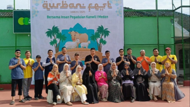 Pegadaian Kanwil 1 Medan sembelih hewan kurban Iduladha 1446 H.