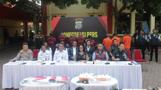 Polda Sumut gelar konfrensi pers pengungkapan kasus narkoba.