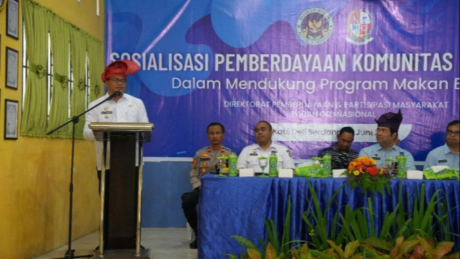 Bupati Deliserdang, Asri Ludin Tambunan saat sosialisasi pemberdayaan masyarakat dalam program MBG.