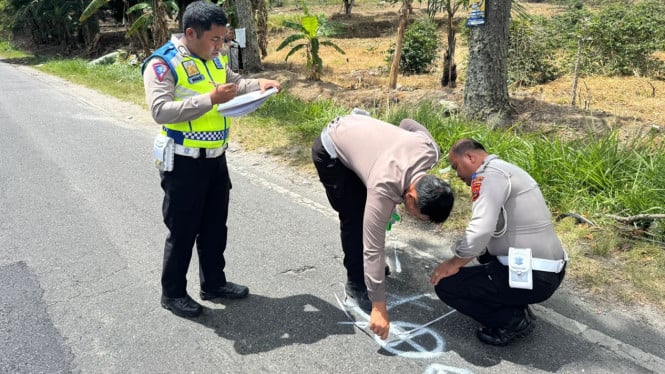Polisi lakukan TKP kecelakaan di Toba.