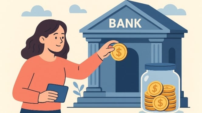 Ilustrasi menabung di Bank.