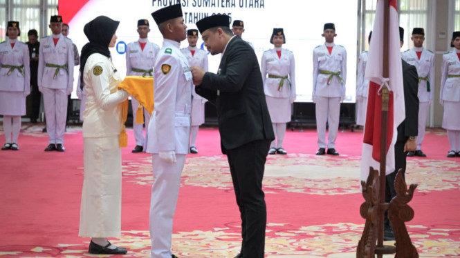 Gubernur Sumut, Bobby Nasution kukuhkan 173 anggota Paskibraka.