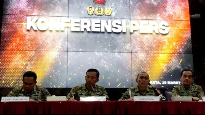 Puspom TNI gelar konferensi pers kasus penyiram kasus air keras aktivis KontraS, Andrie Yunus.