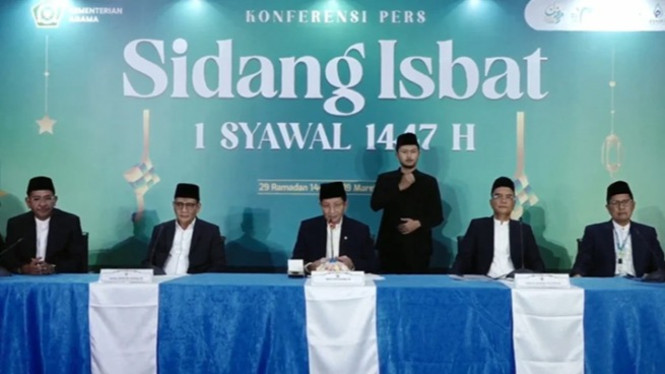Konferensi pers Kementerian Agama Sidang Isbat 1 Syawal 1447 H.