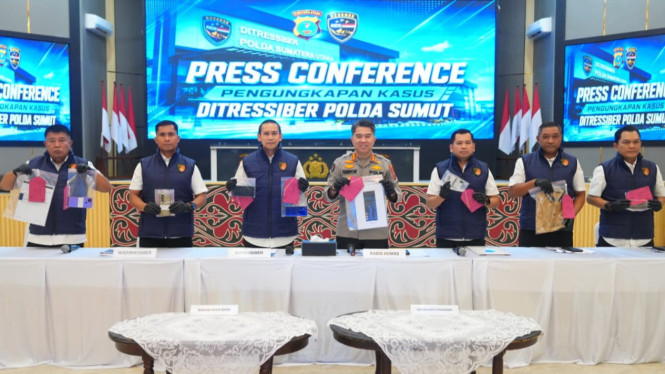 Polda Sumut Gelar Konferensi Pers Kasus Penipuan Online.