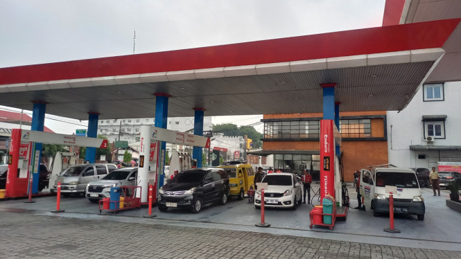 Antrean kendaraan kembali normal di SPBU Pertamina 14.207.166, Kota Binjai.