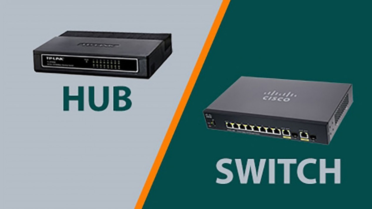 Perangkat hub dan switch.