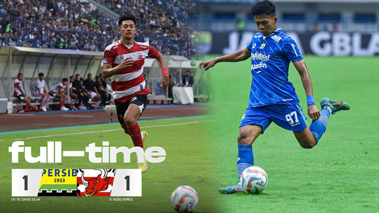 Hasil akhir Persib vs Madura United dengan skor Imbang 1-1.