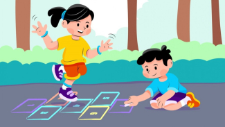 Ilustrasi Anak-Anak melakukan Permainan Tradisional Ilustrasi Anak-Anak melakukan Permainan Tradisional