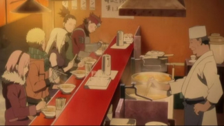 Naruto dan temannya menikmati ramen di Kedai Teuchi. Naruto dan temannya menikmati ramen di Kedai Teuchi.