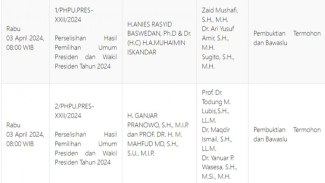 Jadwal Sidang MK Hari Rabu 3 April 2024