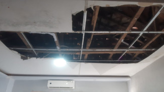 Bahaya! 8 Lobang Plafon Ruang Pelayanan Desa Sumber Kencono Rusak Parah