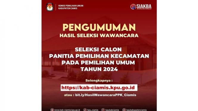 Pengumuman hasil seleksi wawancara PPK di Kabupaten Ciamis.