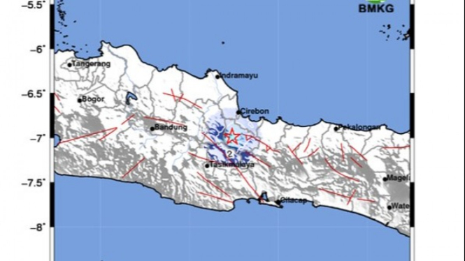 BMKG Shake Map: Update gempa Kuningan.