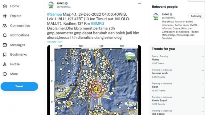 BMKG ShakeMaps: Gempa Jailolo, Maluku Utara.