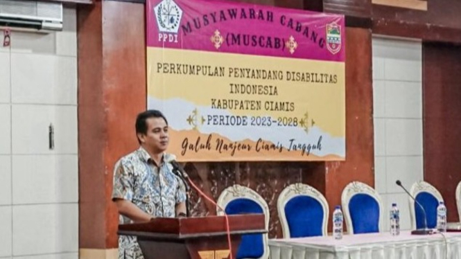 Wabup Yana D Putra memberikan sambutan pada Muscab PPDI Ciamis.