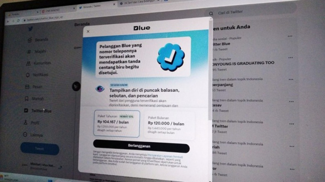 Layanan Twitter Blue telah remi hadir di Indonesia.