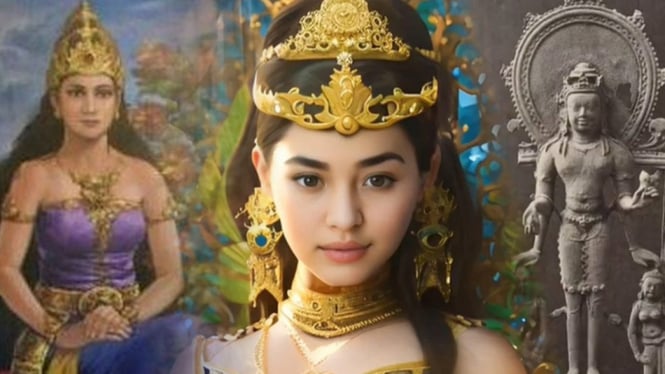 Wajah Putri Dyah Pitaloka Citraresmi hasil ilustrasi teknologi AI.
