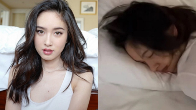 Wajah Nong Poy (kanan) potret video usai malam pertama (kiri).
