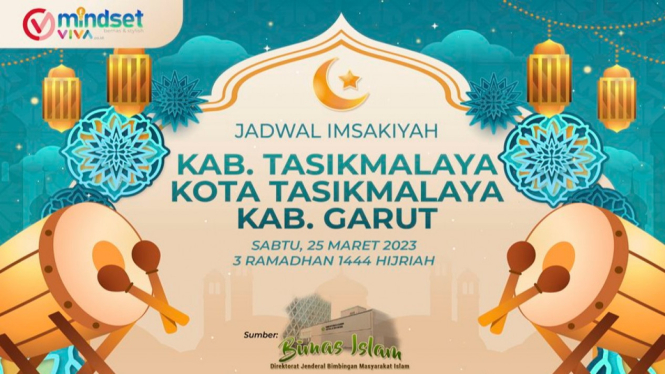 Jadwal Imsakiyah Tasikmalaya & Garut, Sabtu 25 Maret 2023.